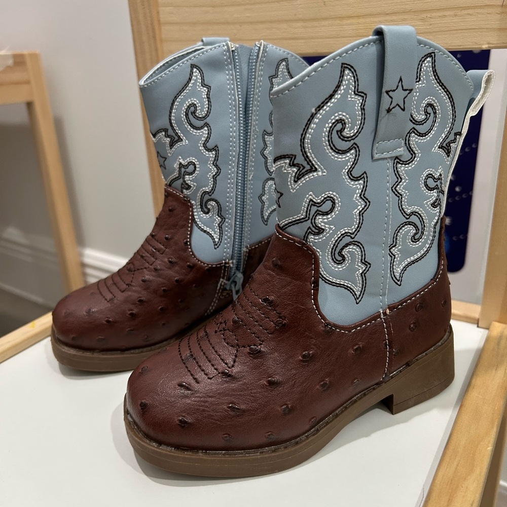 Kids Western Cowboy Boots - Brown and Blue